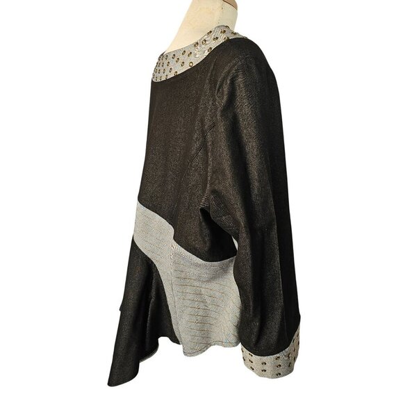 Devine Sport NY Asymmetric Denim Tunic Top Sz 22W Flare Hem Long Slv Boat Neck - Picture 11 of 15